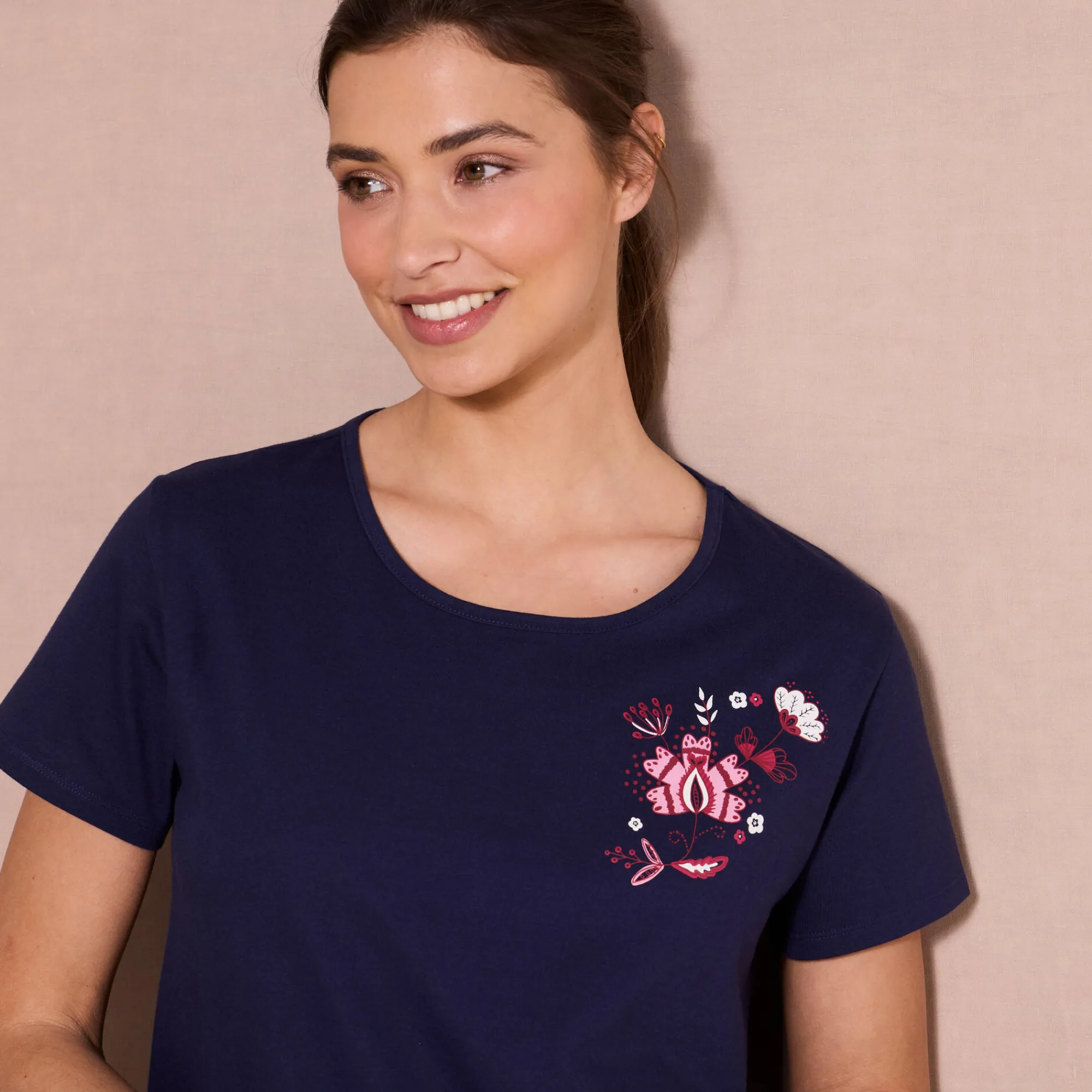 Pyjama<Blancheporte Pyjamashirt met korte mouwen marine