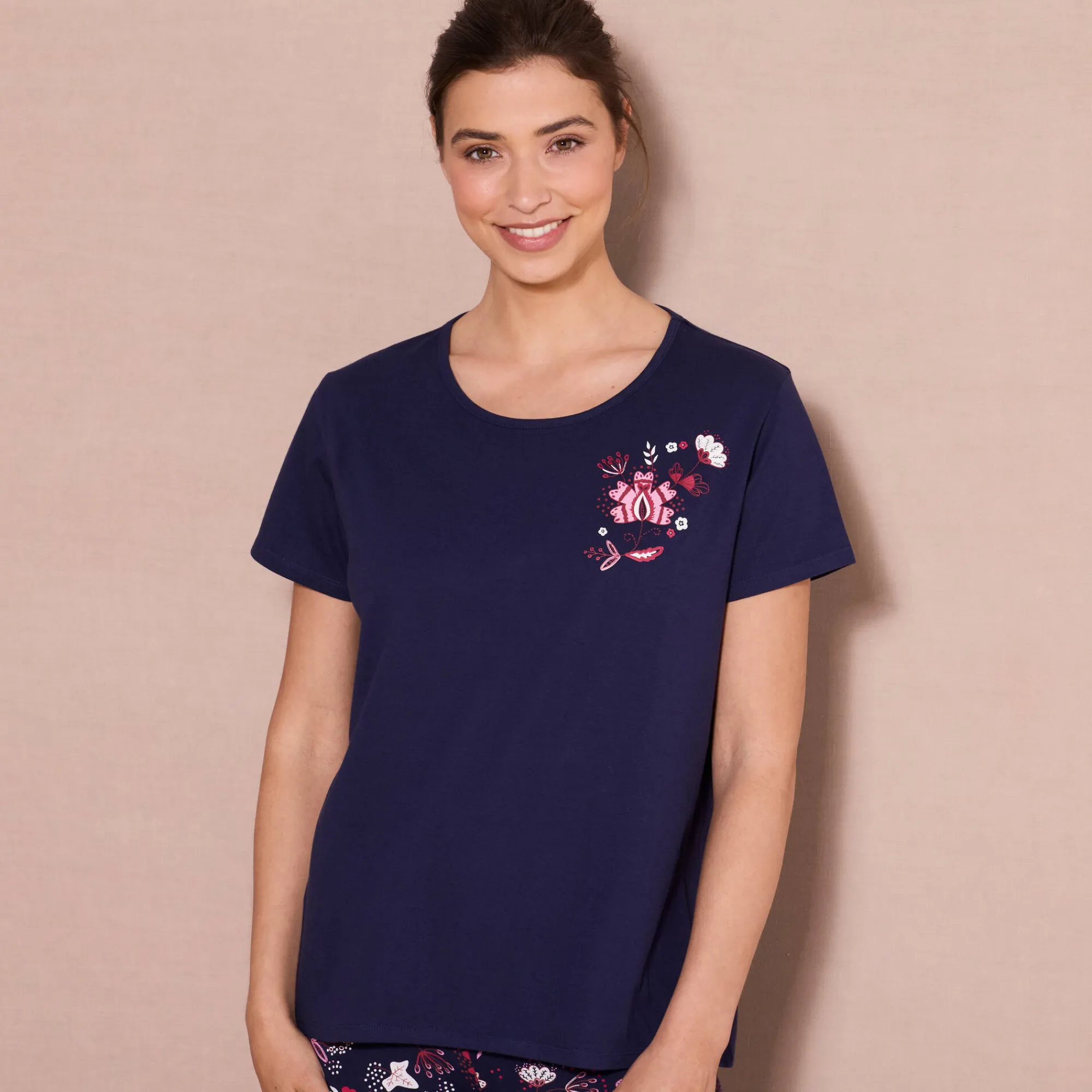 Pyjama<Blancheporte Pyjamashirt met korte mouwen marine