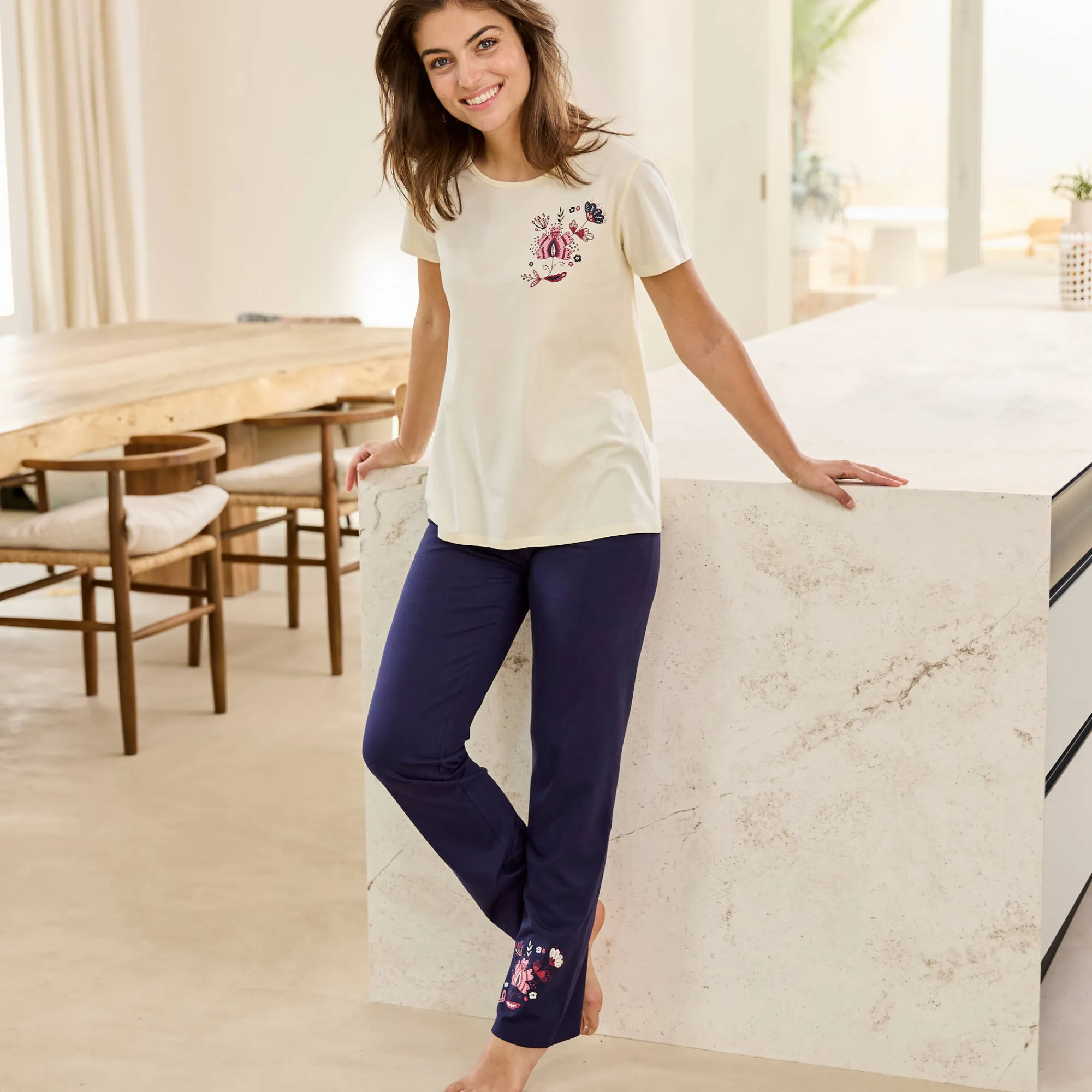 Pyjama<Blancheporte Pyjamashirt met korte mouwen ecru