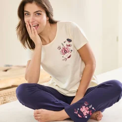 Pyjama<Blancheporte Pyjamashirt met korte mouwen ecru