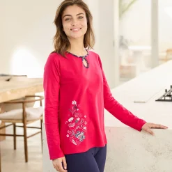Pyjama<Blancheporte Pyjamashirt met lange mouwen rood