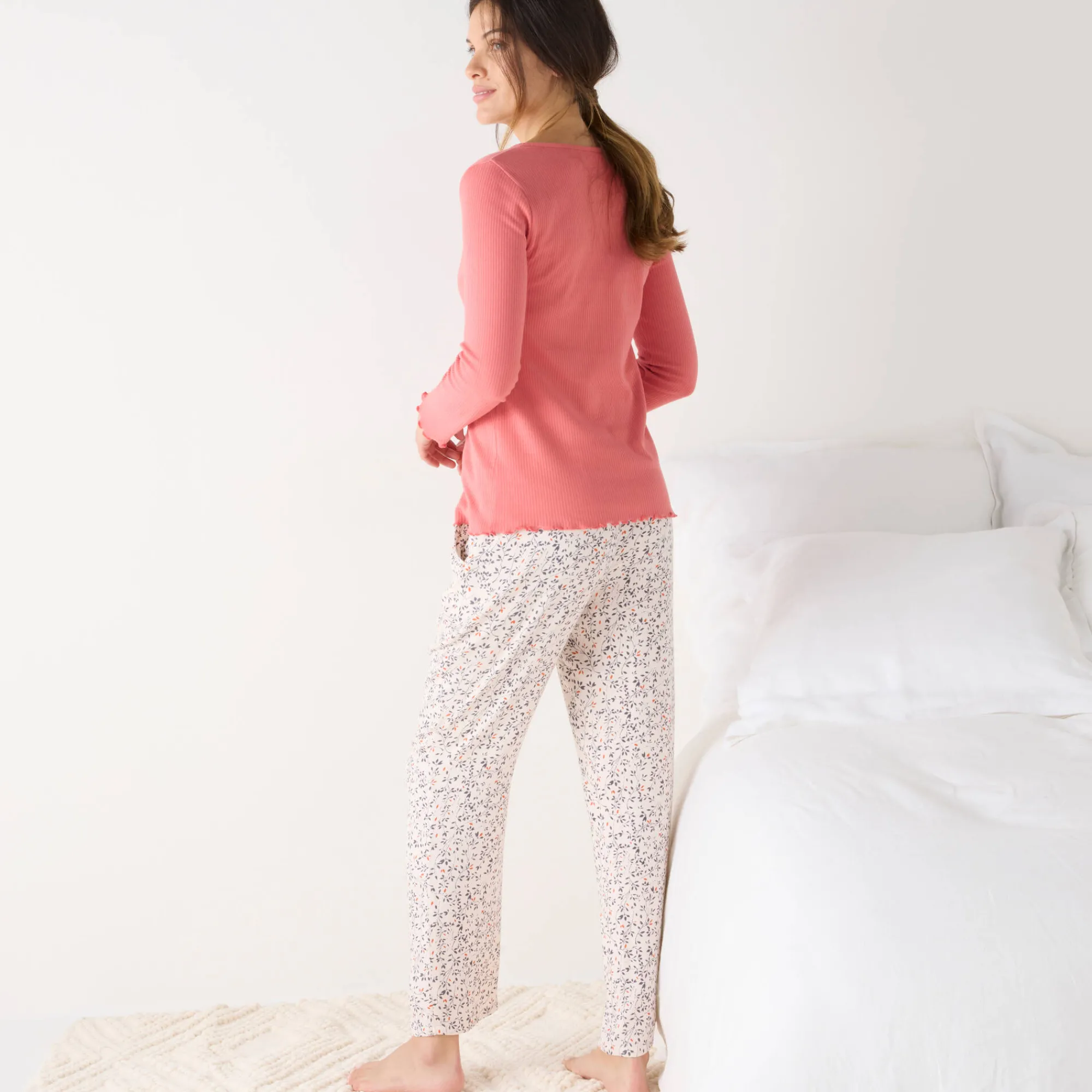 Pyjama<Blancheporte Pyjamashirt met lange mouwen koraal