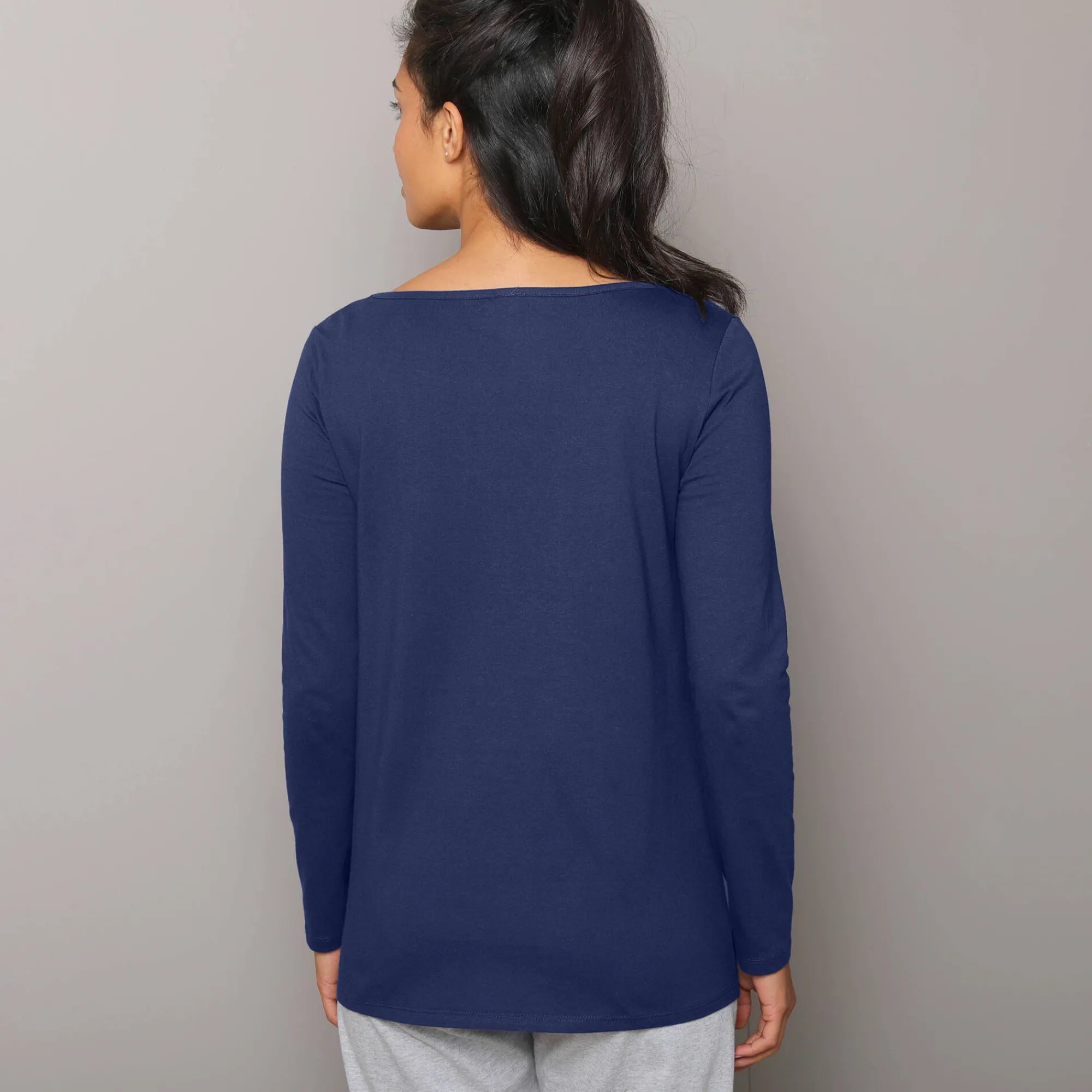 Pyjama<Blancheporte Pyjamashirt met lange mouwen en print Estrella marine