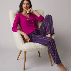 Pyjama<Blancheporte Pyjamashirt met lange mouwen en print Estrella fuchsia