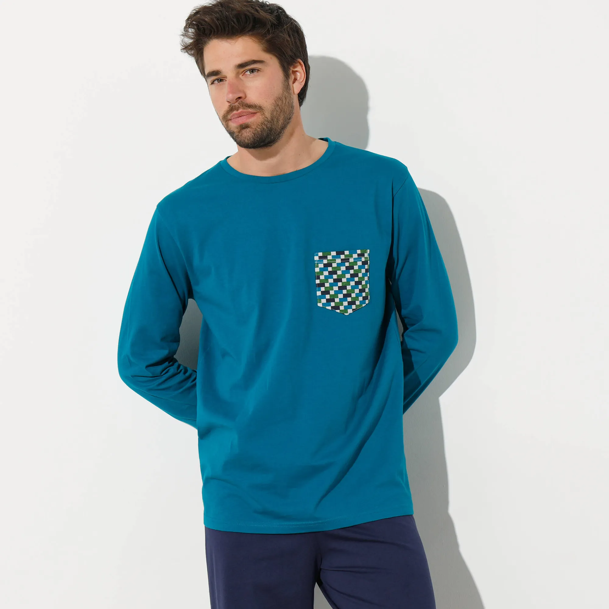 Pyjama En Kamerjas<Blancheporte Pyjamashirt met lange mouwen eendenblauw