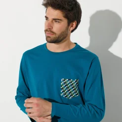 Pyjama En Kamerjas<Blancheporte Pyjamashirt met lange mouwen eendenblauw