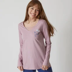 Pyjama<Blancheporte Pyjamashirt met lange mouwen en bloemenmotief grijsmauve