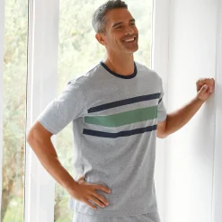 Pyjama En Kamerjas<Blancheporte Pyjamashirt met strepen en korte mouwen chiné grijs