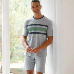 Pyjama En Kamerjas<Blancheporte Pyjamashirt met strepen en korte mouwen chiné grijs