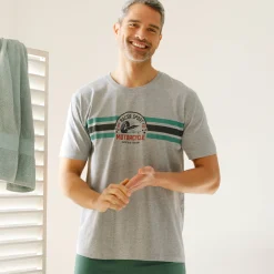 Pyjama En Kamerjas<Blancheporte Pyjamashirt met strepenmotief op de borst, korte mouwen chiné grijs