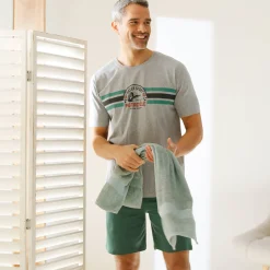 Pyjama En Kamerjas<Blancheporte Pyjamashirt met strepenmotief op de borst, korte mouwen chiné grijs