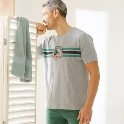 Pyjama En Kamerjas<Blancheporte Pyjamashirt met strepenmotief op de borst, korte mouwen chiné grijs