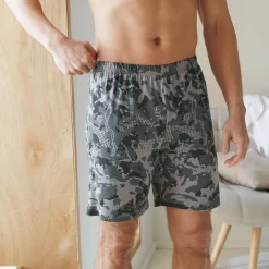 Pyjama En Kamerjas<Blancheporte Pyjamashort in bedrukt katoen grijs / zwart