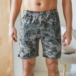 Pyjama En Kamerjas<Blancheporte Pyjamashort in bedrukt katoen grijs / zwart