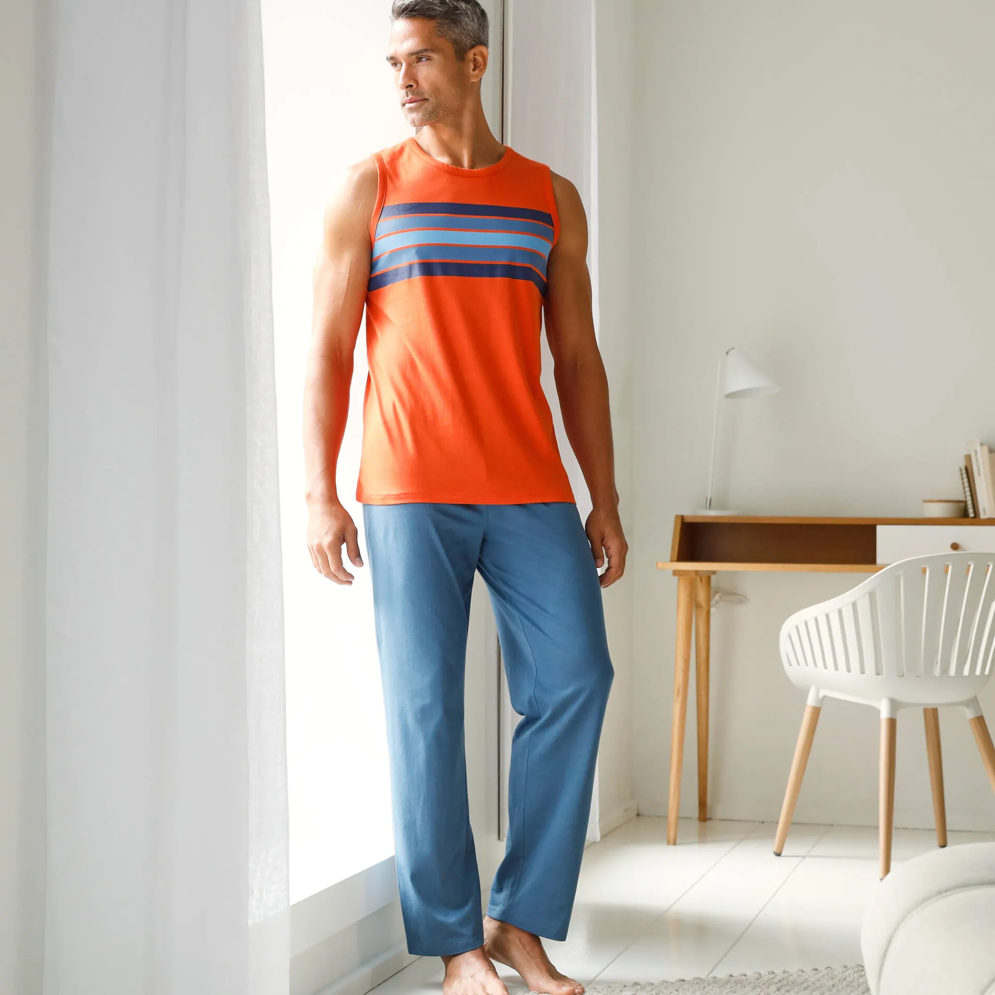 Pyjama En Kamerjas<Blancheporte Pyjamatop met strepen, katoen oranje
