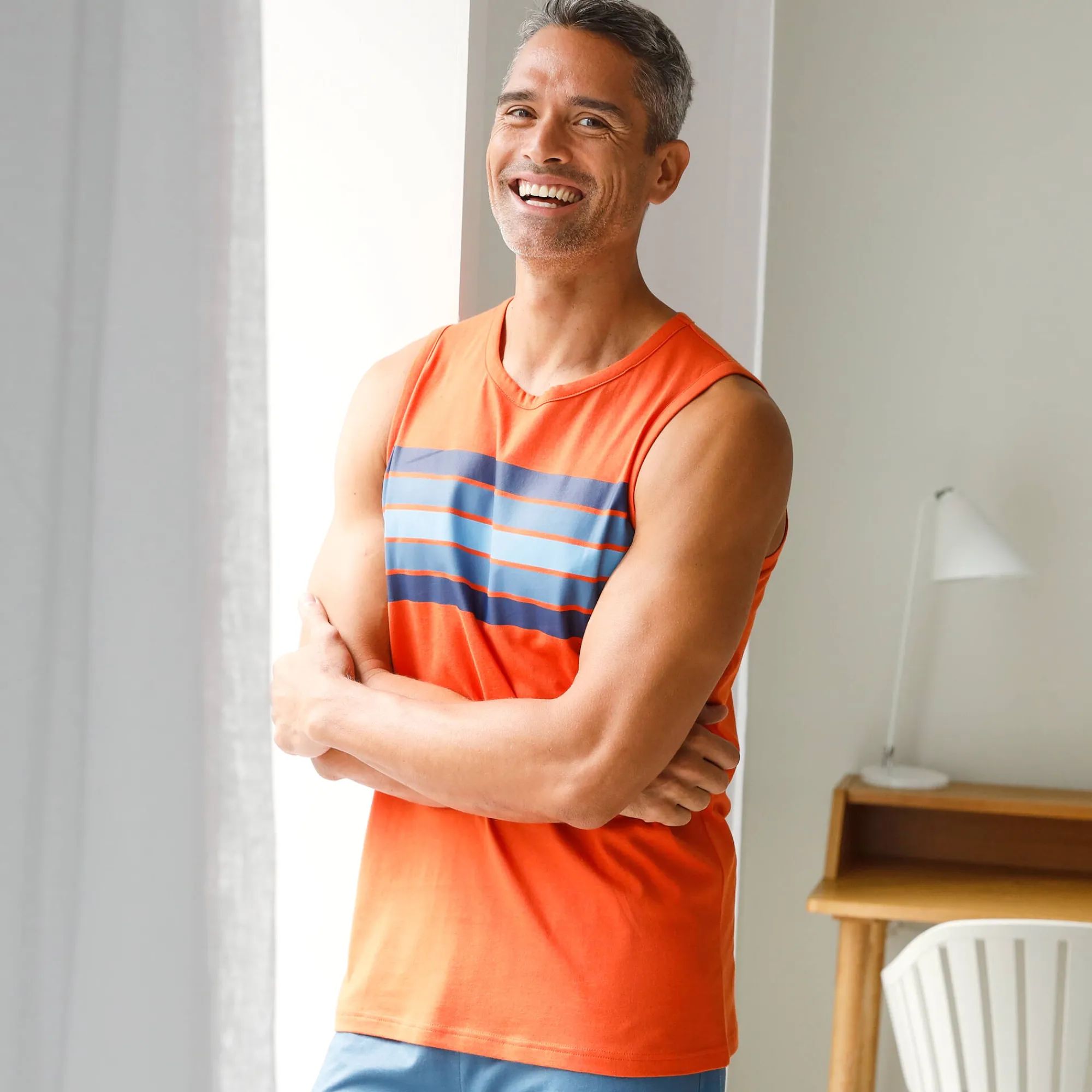 Pyjama En Kamerjas<Blancheporte Pyjamatop met strepen, katoen oranje