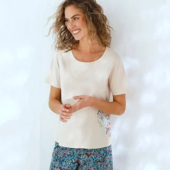 Pyjama<Blancheporte Pyjama-T-shirt met Ikat-print zandkleur