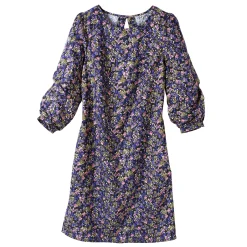 Jurk<Blancheporte Rechte, bedrukte jurk met 7/8-mouwen marine / blauw