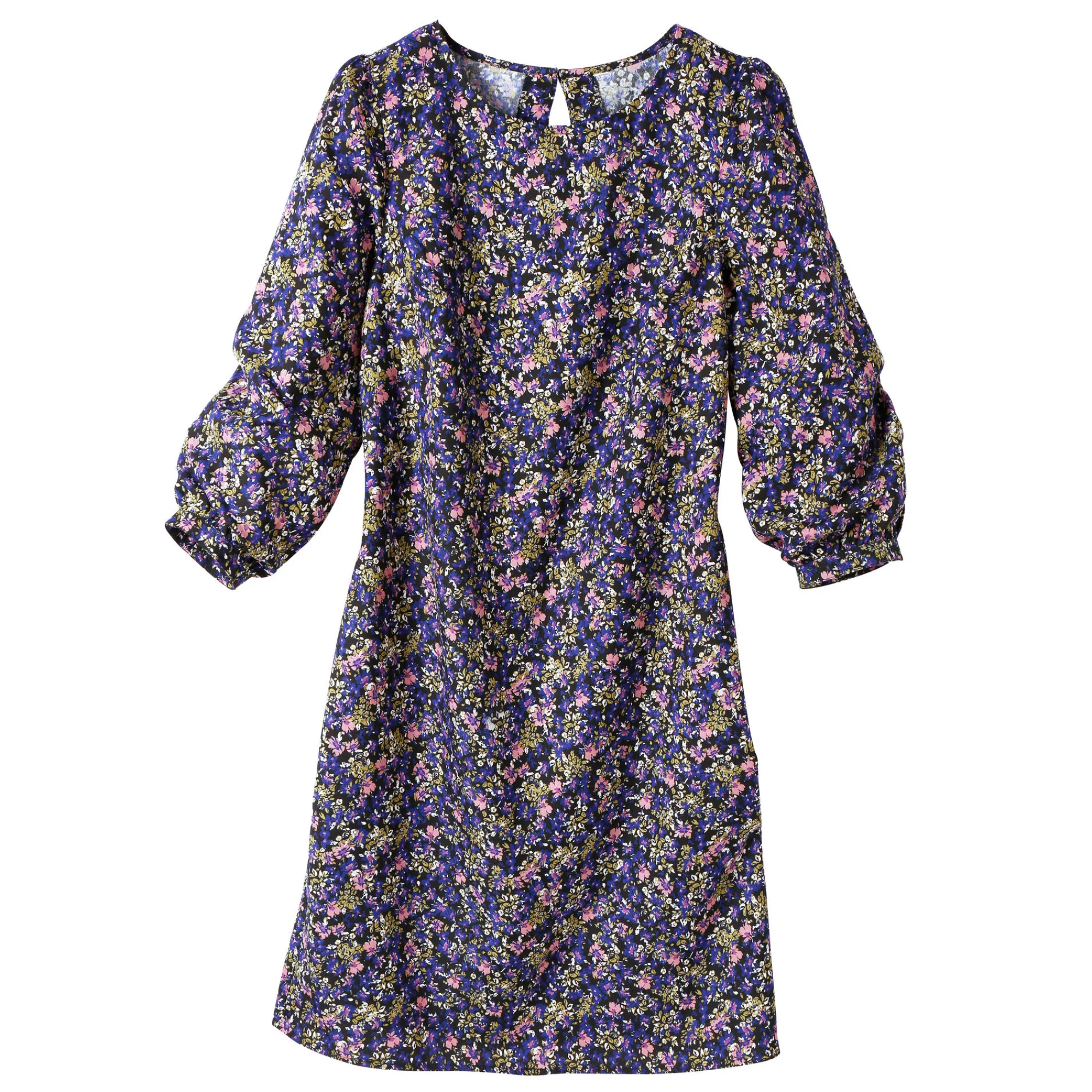 Jurk<Blancheporte Rechte, bedrukte jurk met 7/8-mouwen marine / blauw