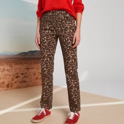 Broek<Blancheporte Rechte broek, dierenhuidprint taupe / chocolade