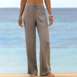 Broek<Blancheporte Rechte broek in effen crepon taupe