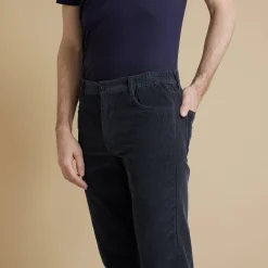 Broek<Blancheporte Rechte broek in fijngeribd velours, 5 zakken grijsblauw