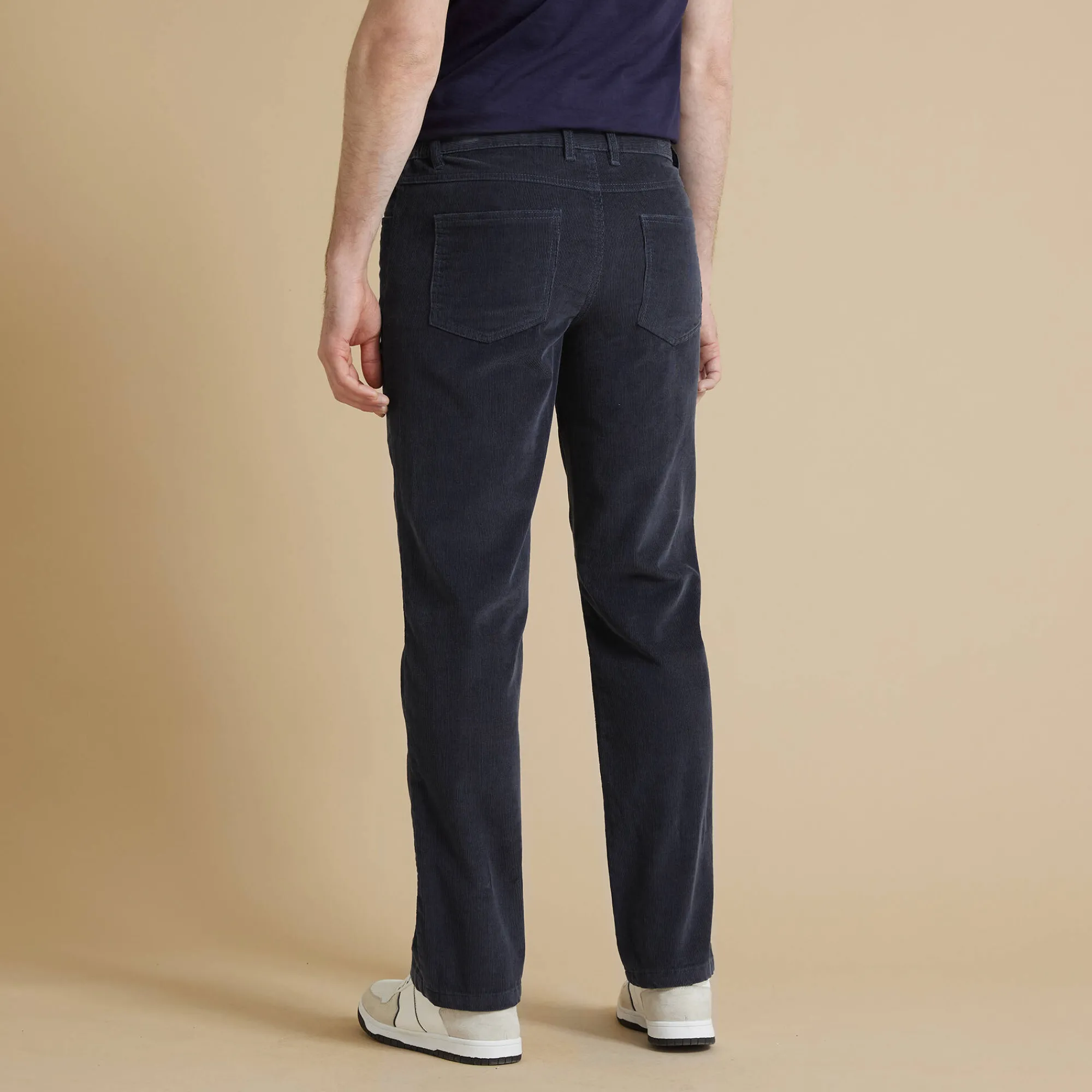 Broek<Blancheporte Rechte broek in fijngeribd velours, 5 zakken grijsblauw