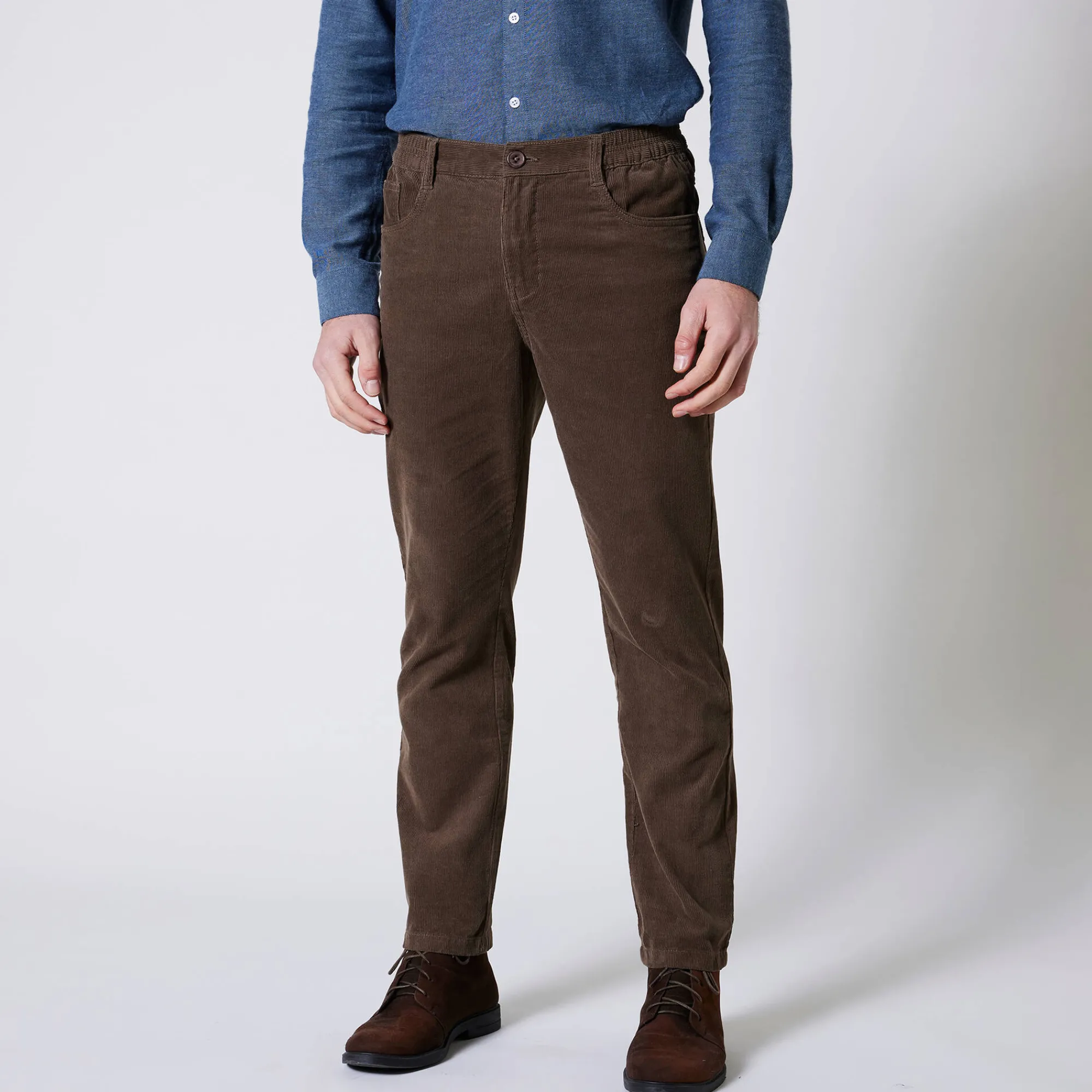 Broek<Blancheporte Rechte broek in fijngeribd velours, 5 zakken taupe