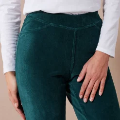 Broek<Blancheporte Rechte broek in fluweeltricot donkergroen
