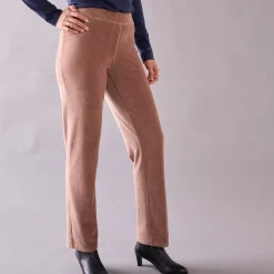 Broek<Blancheporte Rechte broek in fluweeltricot taupe