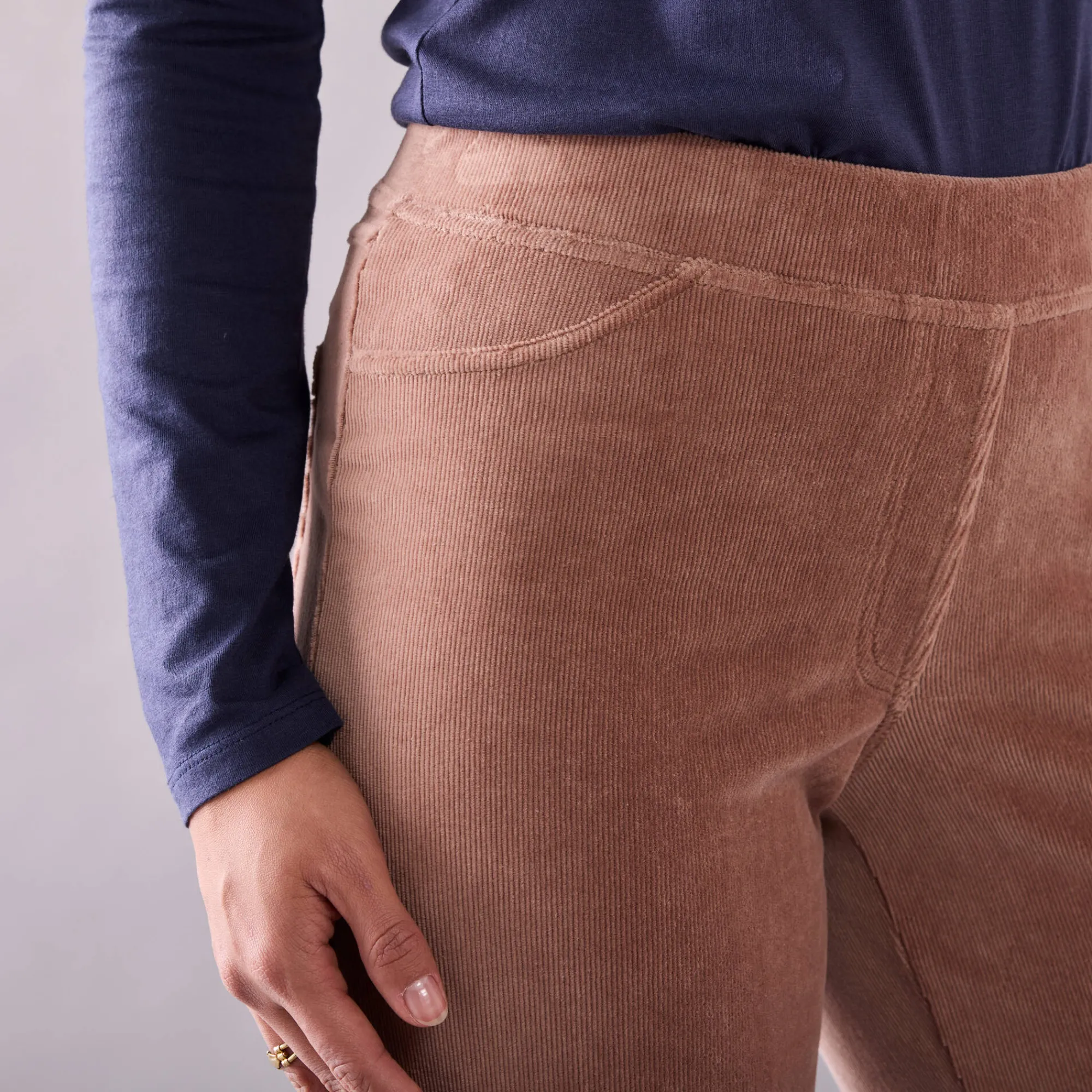 Broek<Blancheporte Rechte broek in fluweeltricot taupe