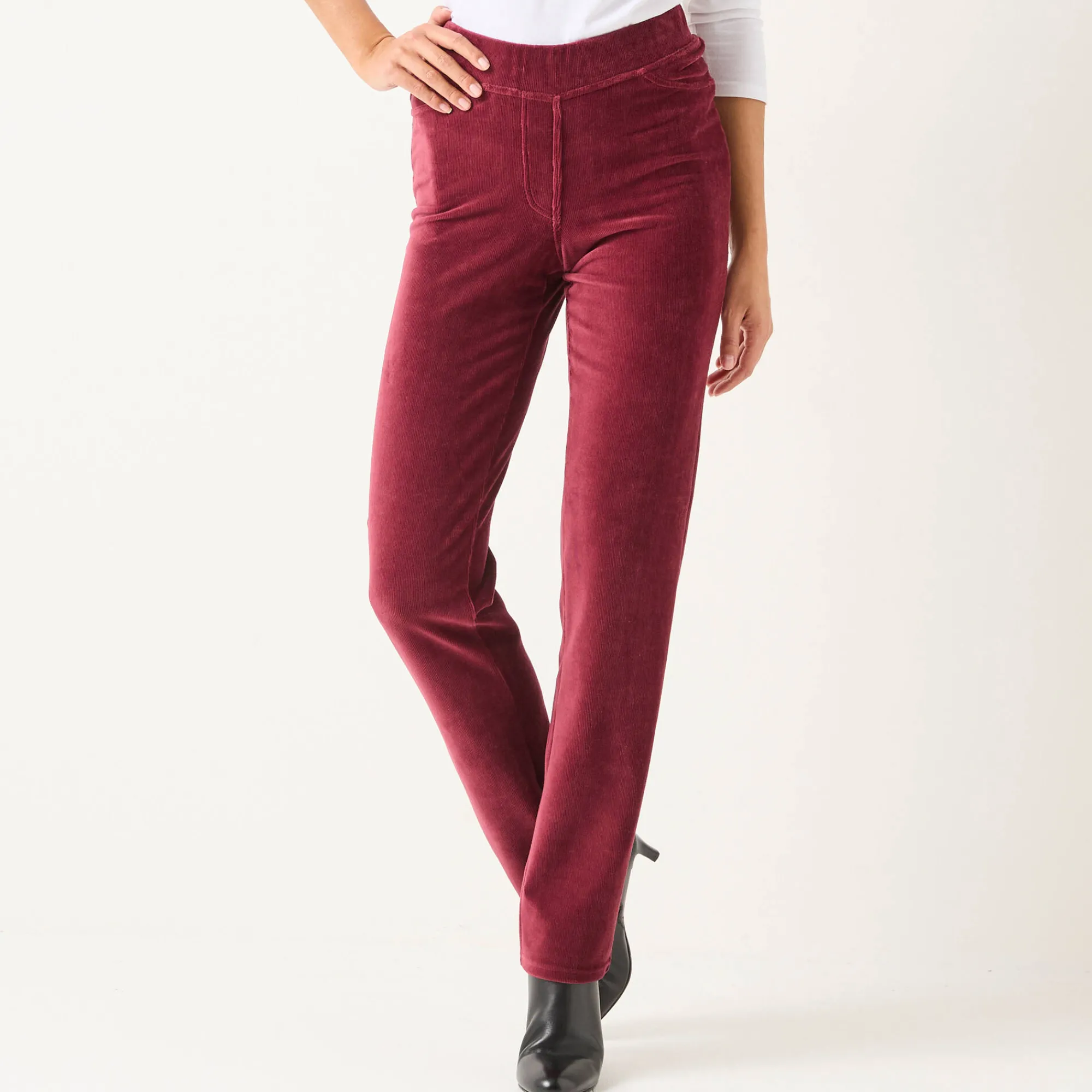 Broek<Blancheporte Rechte broek in fluweeltricot bordeaux