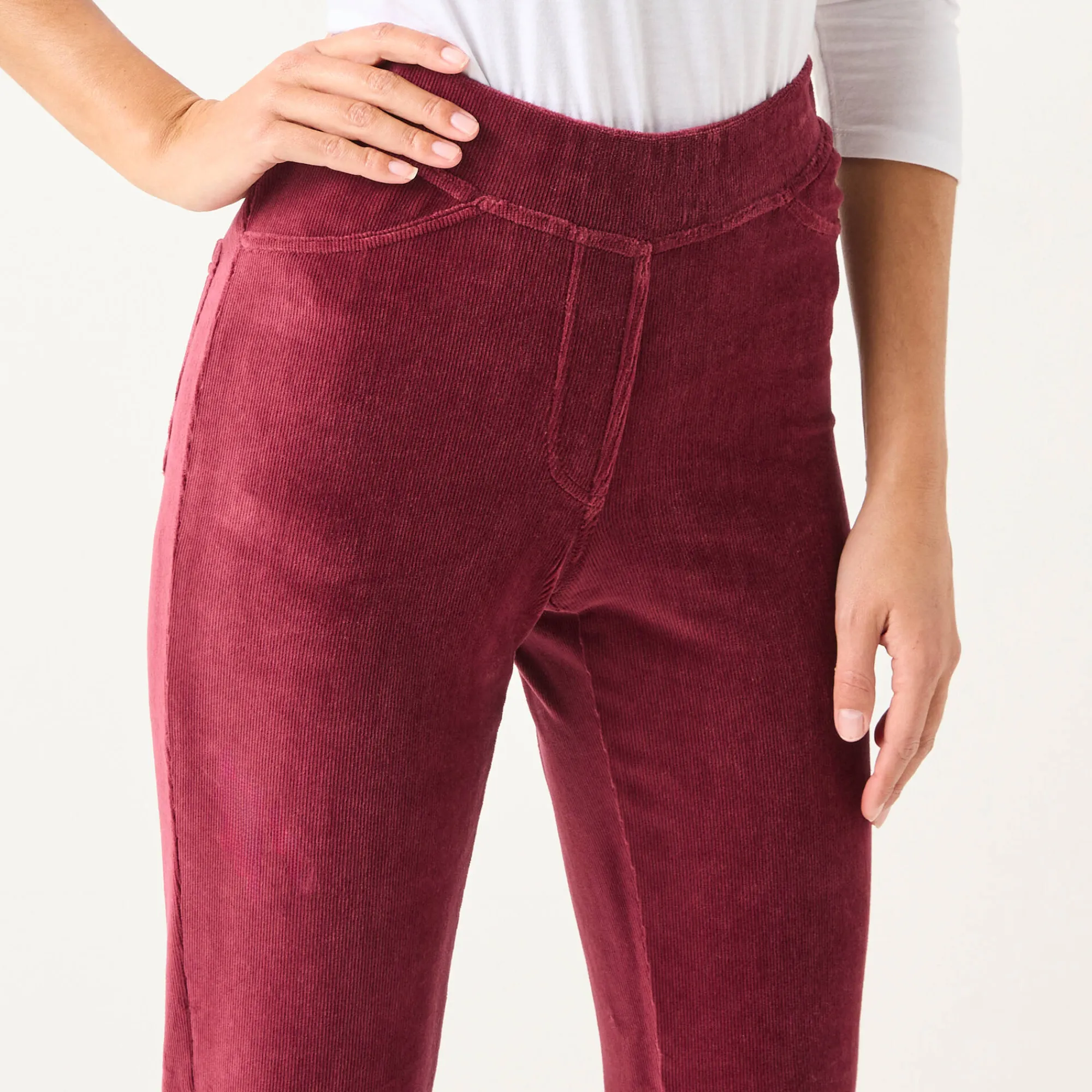 Broek<Blancheporte Rechte broek in fluweeltricot bordeaux