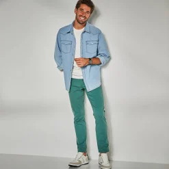 Broek<Blancheporte Rechte broek in rekbare twill dennengroen