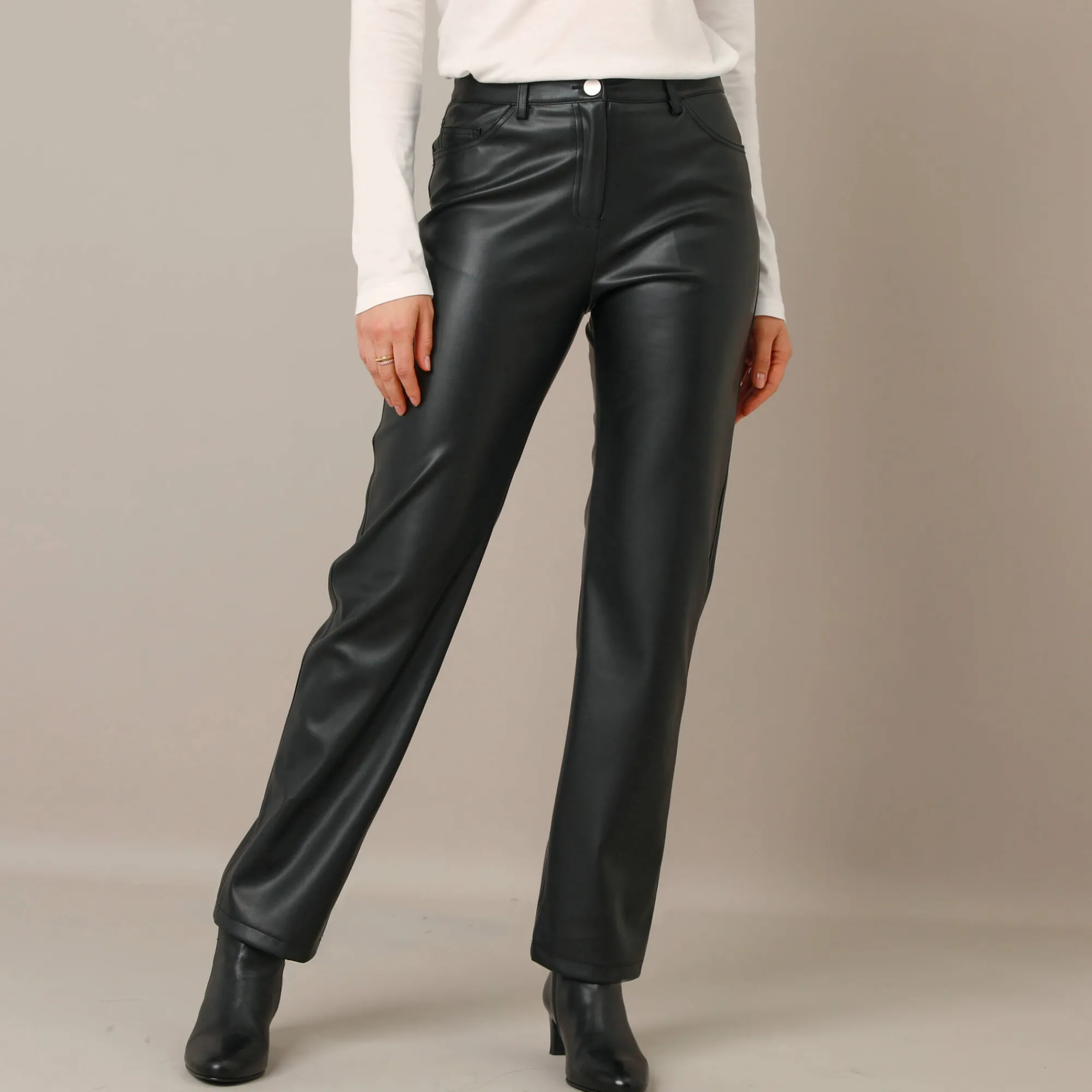 Feestoutfits Dames|Broek<Blancheporte Rechte broek, leeraspect** zwart