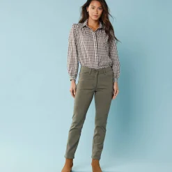 Broek<Blancheporte Rechte broek met deelnaden, kleine lengtes olijfgroen