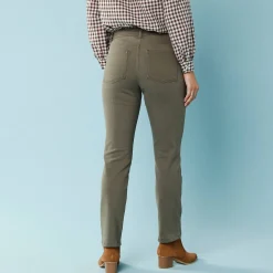 Broek<Blancheporte Rechte broek met deelnaden, speciaal voor kleine lengtes olijfgroen