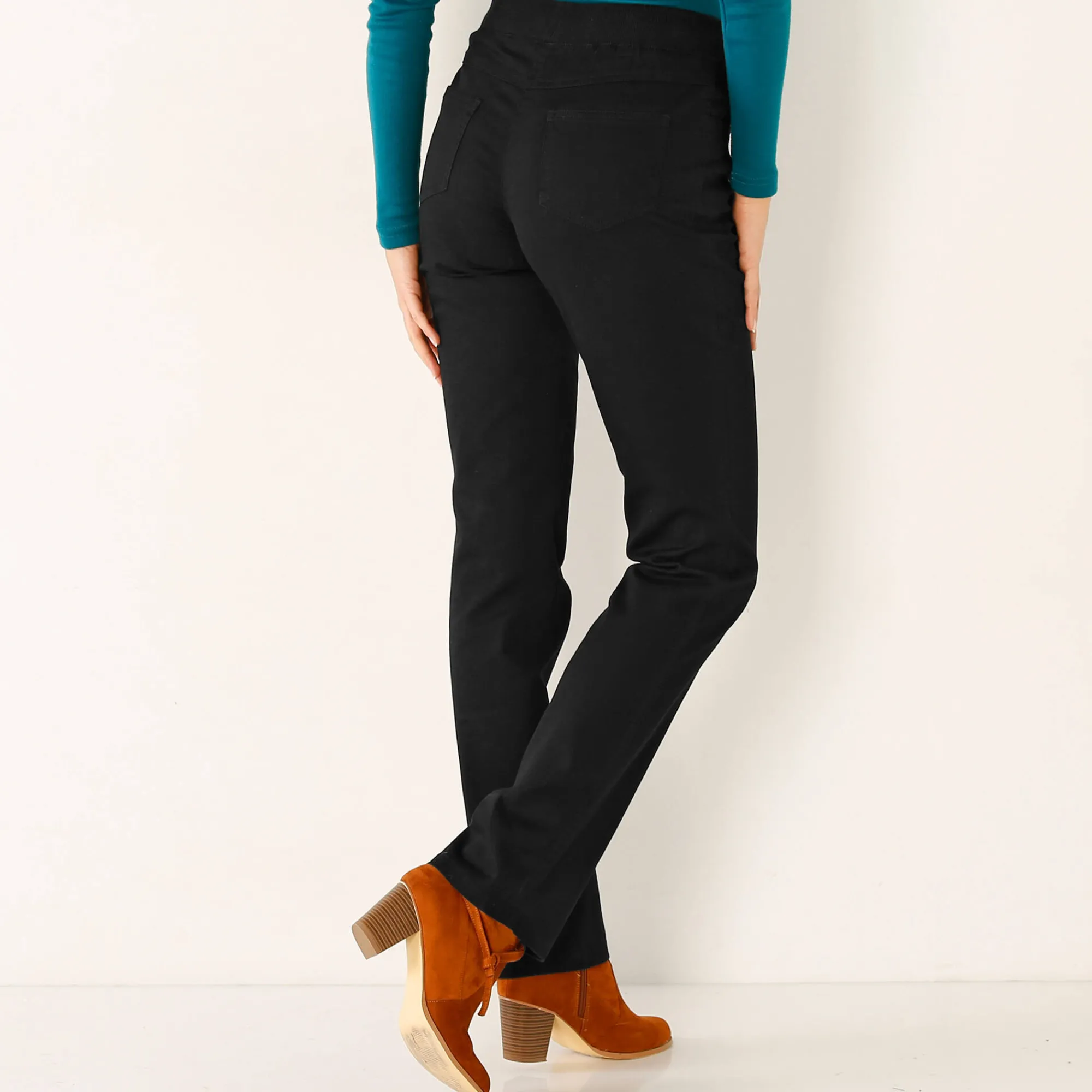 Broek<Blancheporte Rechte broek met elastische taille zwart