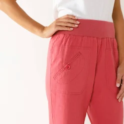 Broek<Blancheporte Rechte 7/8-broek met elastische taille, linnen/katoen framboos