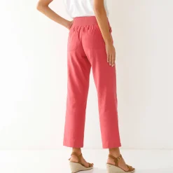 Broek<Blancheporte Rechte 7/8-broek met elastische taille, linnen/katoen framboos