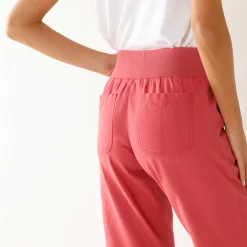 Broek<Blancheporte Rechte 7/8-broek met elastische taille, linnen/katoen framboos