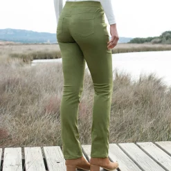 Broek<Blancheporte Rechte broek met elastische taille olijfgroen