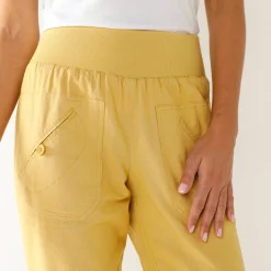 Broek<Blancheporte Rechte 7/8-broek met elastische taille, linnen/katoen oker
