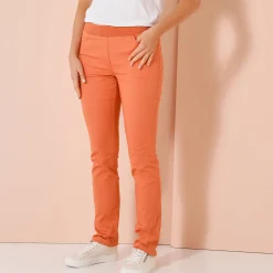 Broek<Blancheporte Rechte broek met elastische taille grijzig koraal