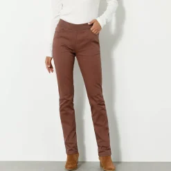 Broek<Blancheporte Rechte broek met elastische taille chocolade