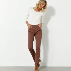 Broek<Blancheporte Rechte broek met elastische taille chocolade