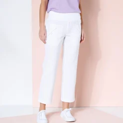 Broek<Blancheporte Rechte 7/8-broek met elastische taille, linnen/katoen wit