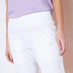 Broek<Blancheporte Rechte 7/8-broek met elastische taille, linnen/katoen wit
