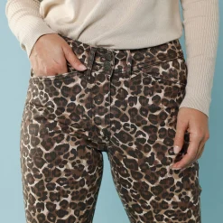 Broek<Blancheporte Rechte broek met luipaardprint, kleine lengtes taupe / chocolade