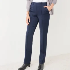 Broek<Blancheporte Rechte broek met platte buik-effect, tricot marine